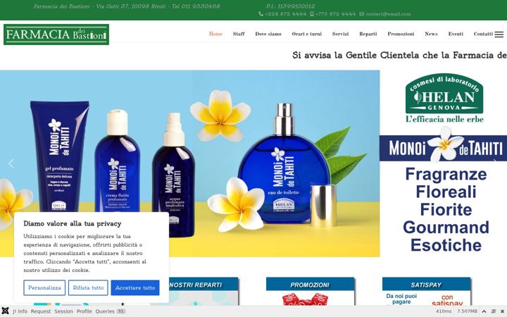 Snimka zaslona za farmaciadeibastioni.it