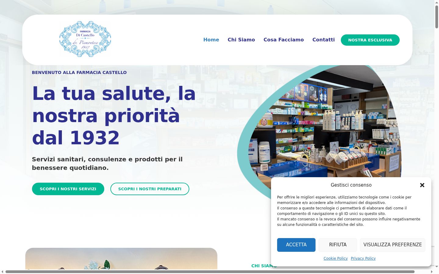 Screenshot del banner di consenso mostrato prima di qualsiasi interazione