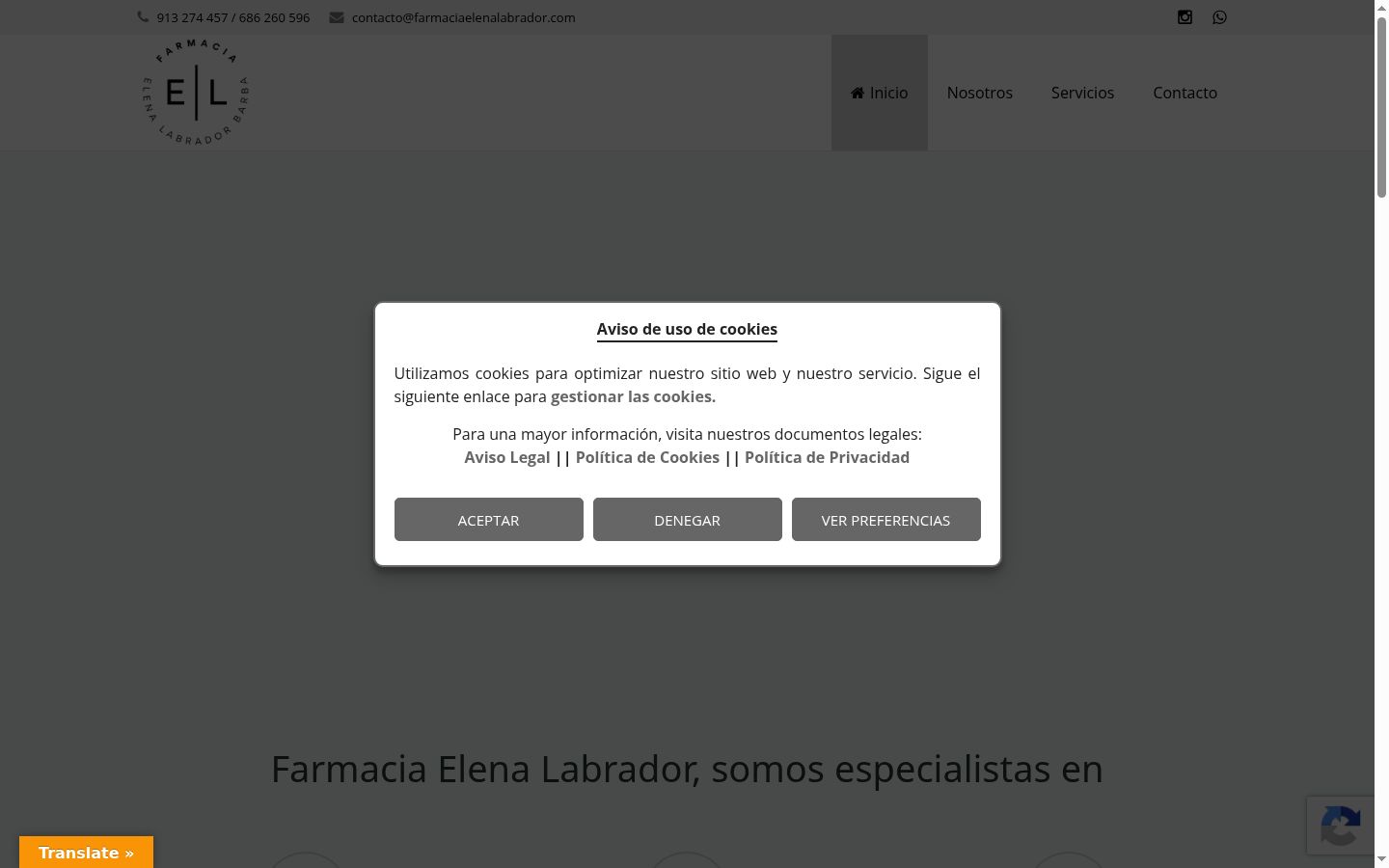 Screenshot del banner di consenso mostrato prima di qualsiasi interazione