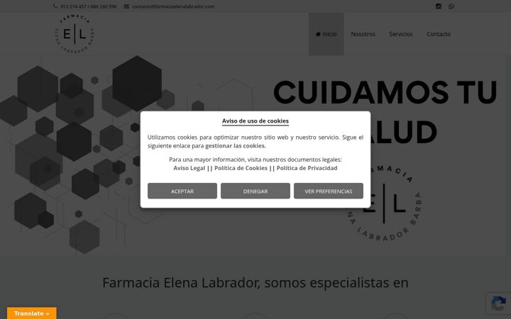 Screenshot of farmaciaelenalabrador.com