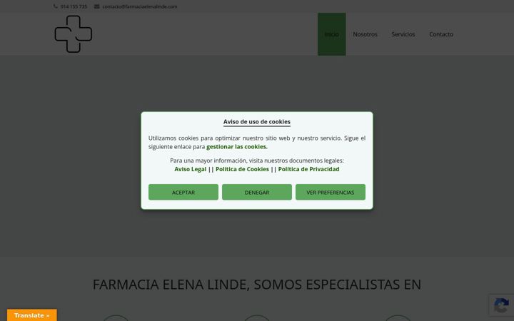 Screenshot of farmaciaelenalinde.com
