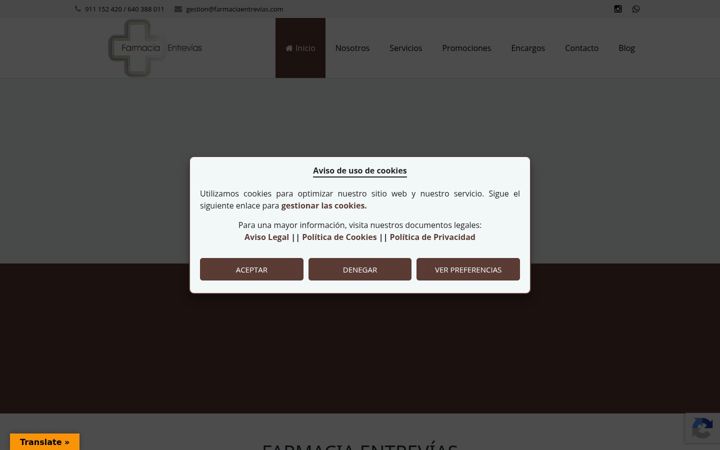 Screenshot of farmaciaentrevias.com