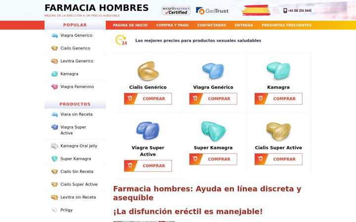 Screenshot of farmaciahombres.net
