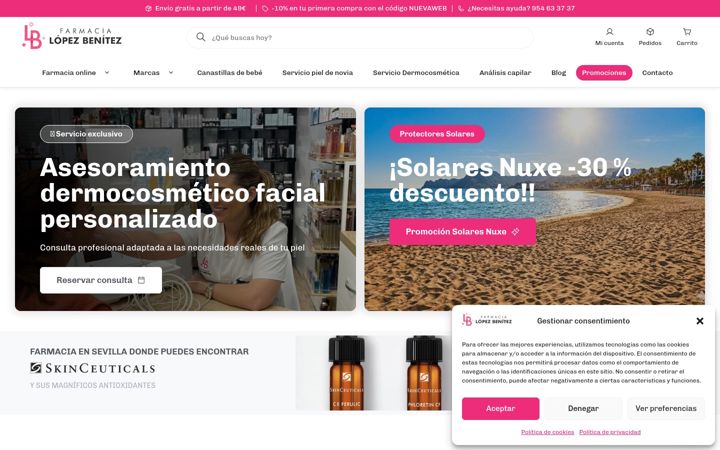 Screenshot of farmacialopezbenitez.com