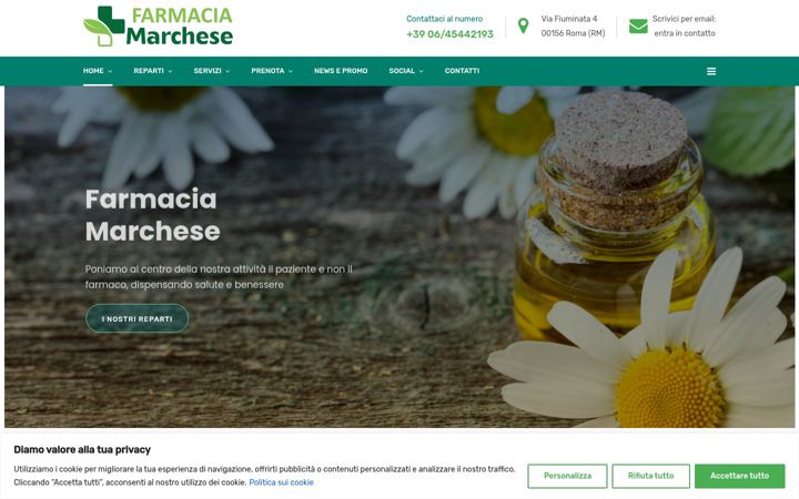 Kuvakaappaus sivustosta farmaciamarcheseroma.it