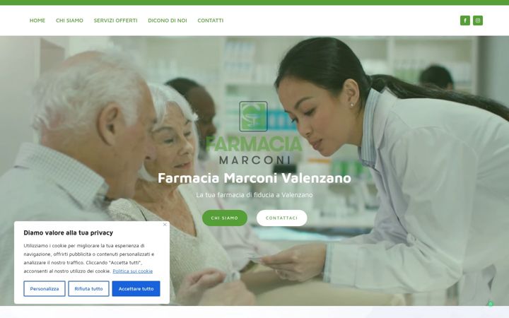 Kuvakaappaus sivustosta farmaciamarconivalenzano.it