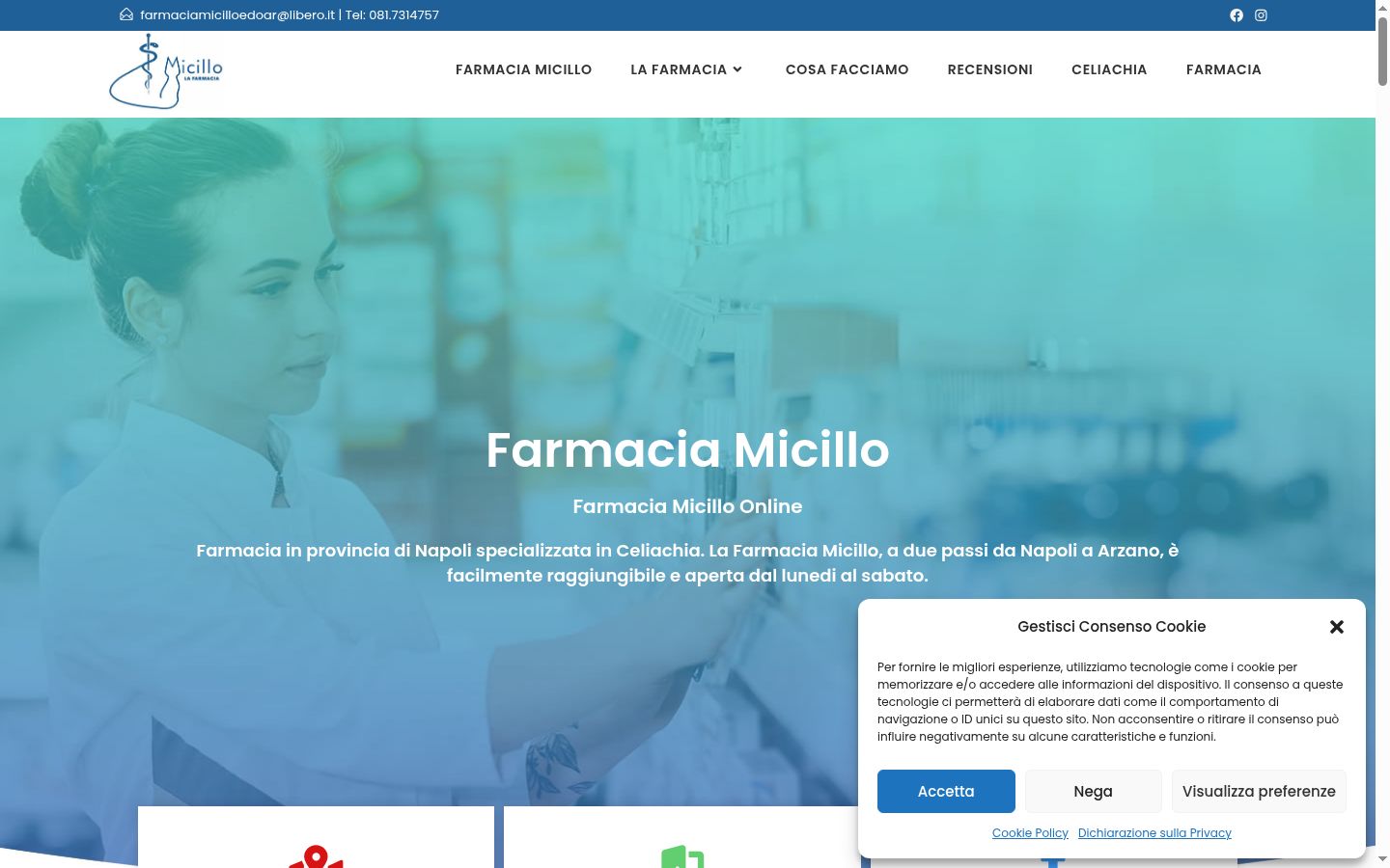 Screenshot del banner di consenso mostrato prima di qualsiasi interazione