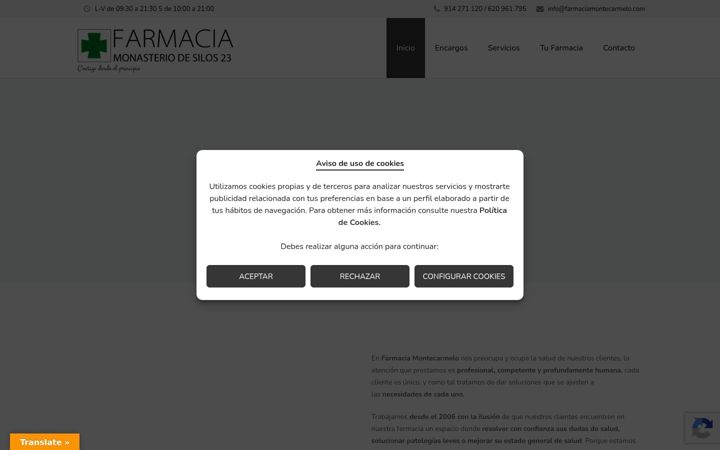 Screenshot of farmaciamontecarmelo.com