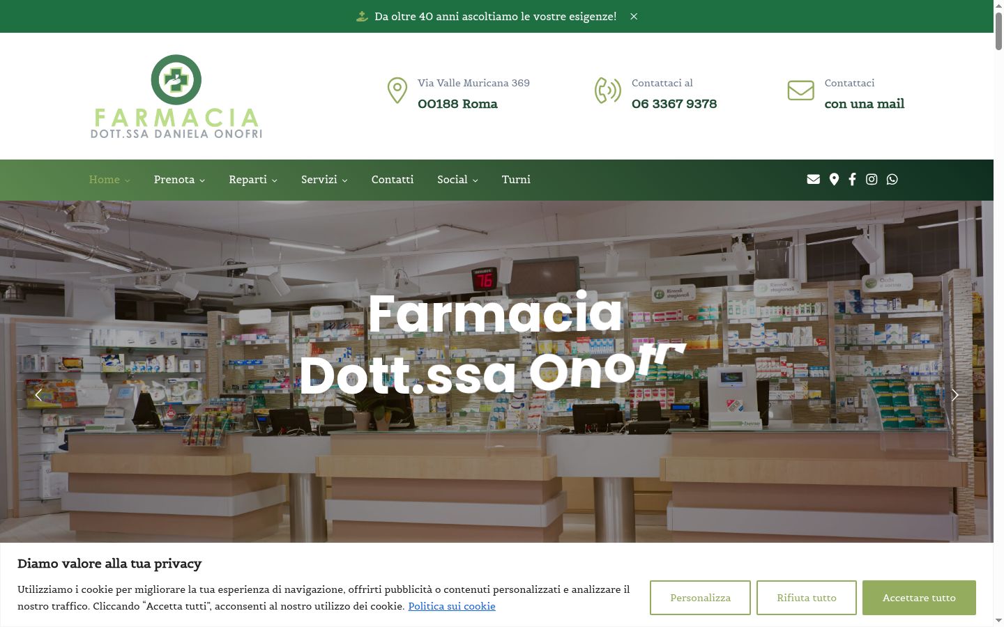 Screenshot del banner di consenso mostrato prima di qualsiasi interazione