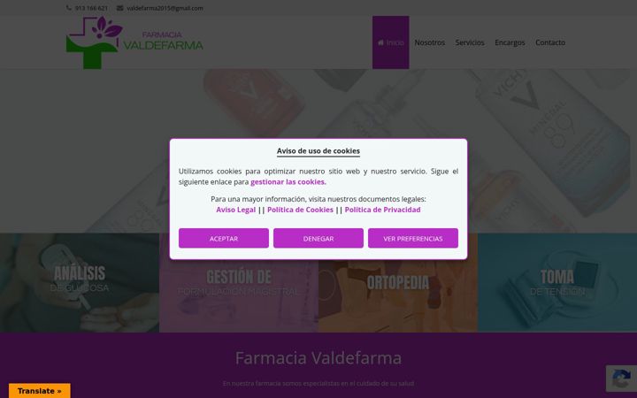 Screenshot of farmaciaovega.com
