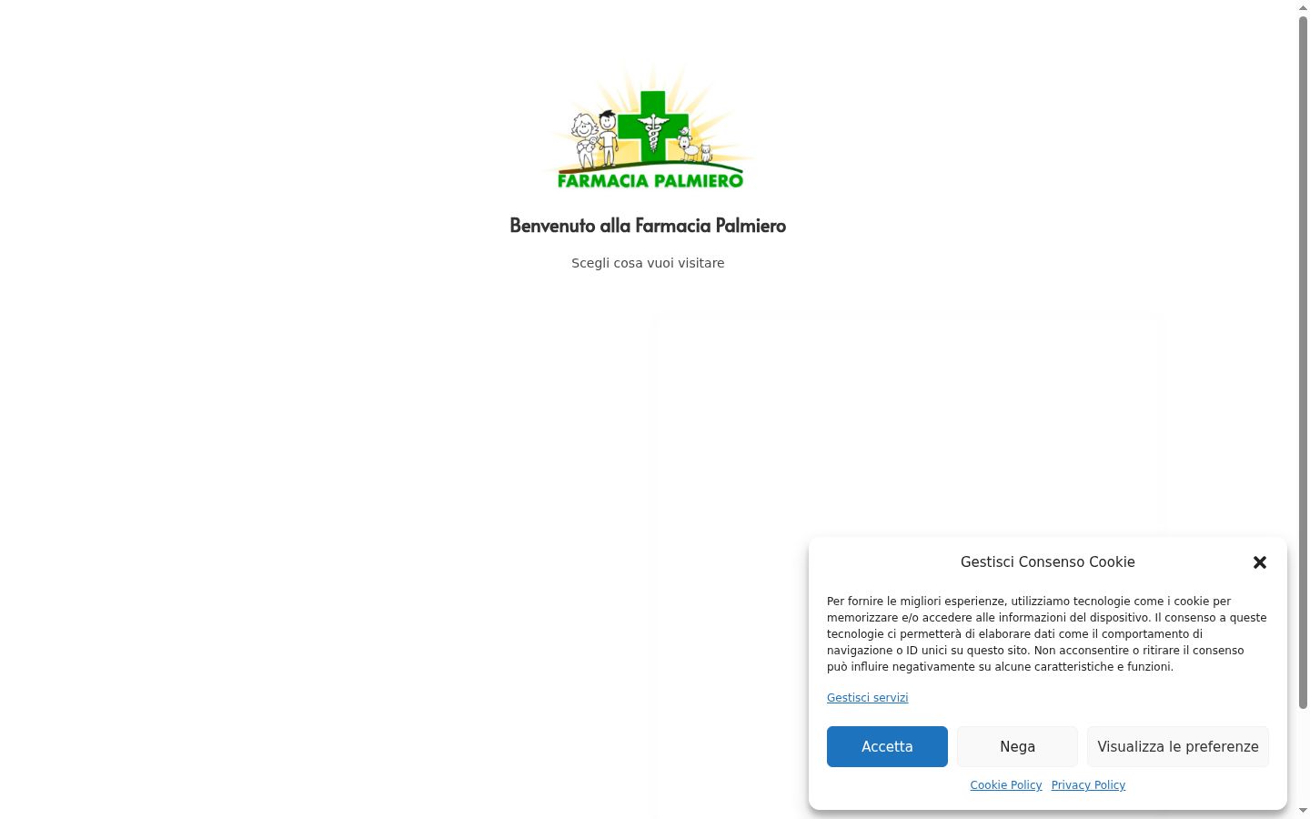 Screenshot del banner di consenso mostrato prima di qualsiasi interazione