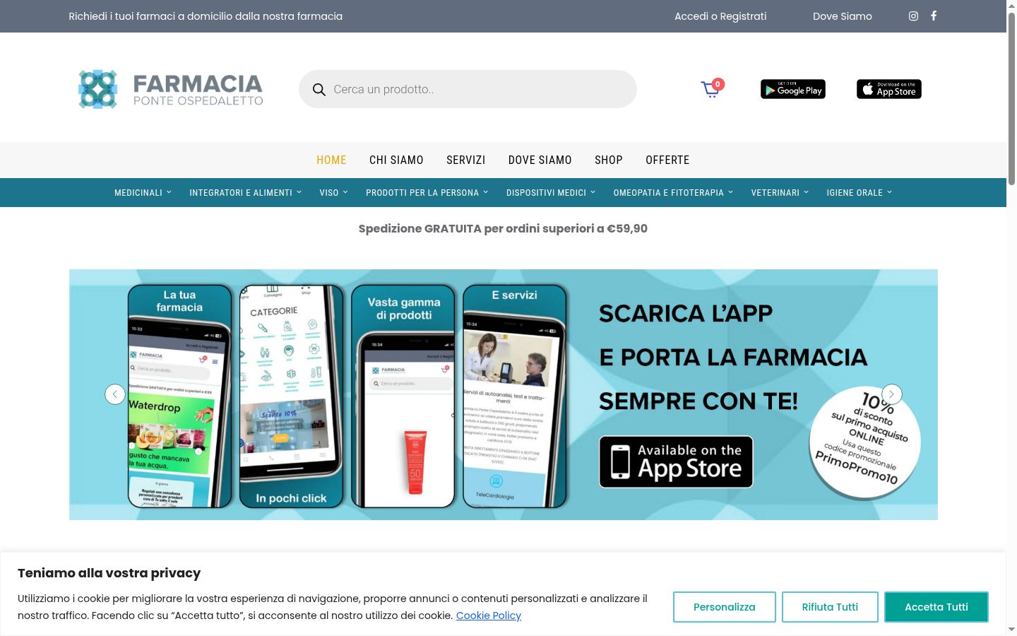 Captura de pantalla del banner de consentimiento mostrado antes de cualquier interacción