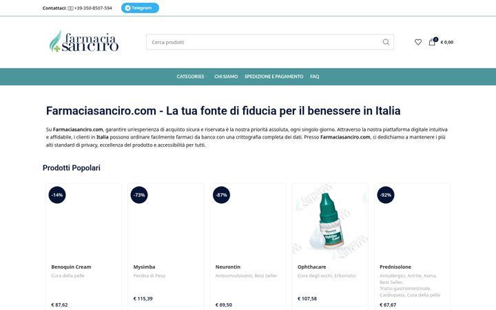 Screenshot of farmaciasanciro.com