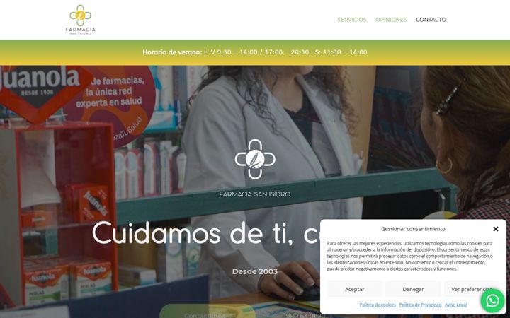 Captură de ecran a farmaciasanisidrobenavente.com