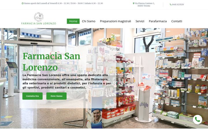 Screenshot von farmaciasanlorenzotrento.it