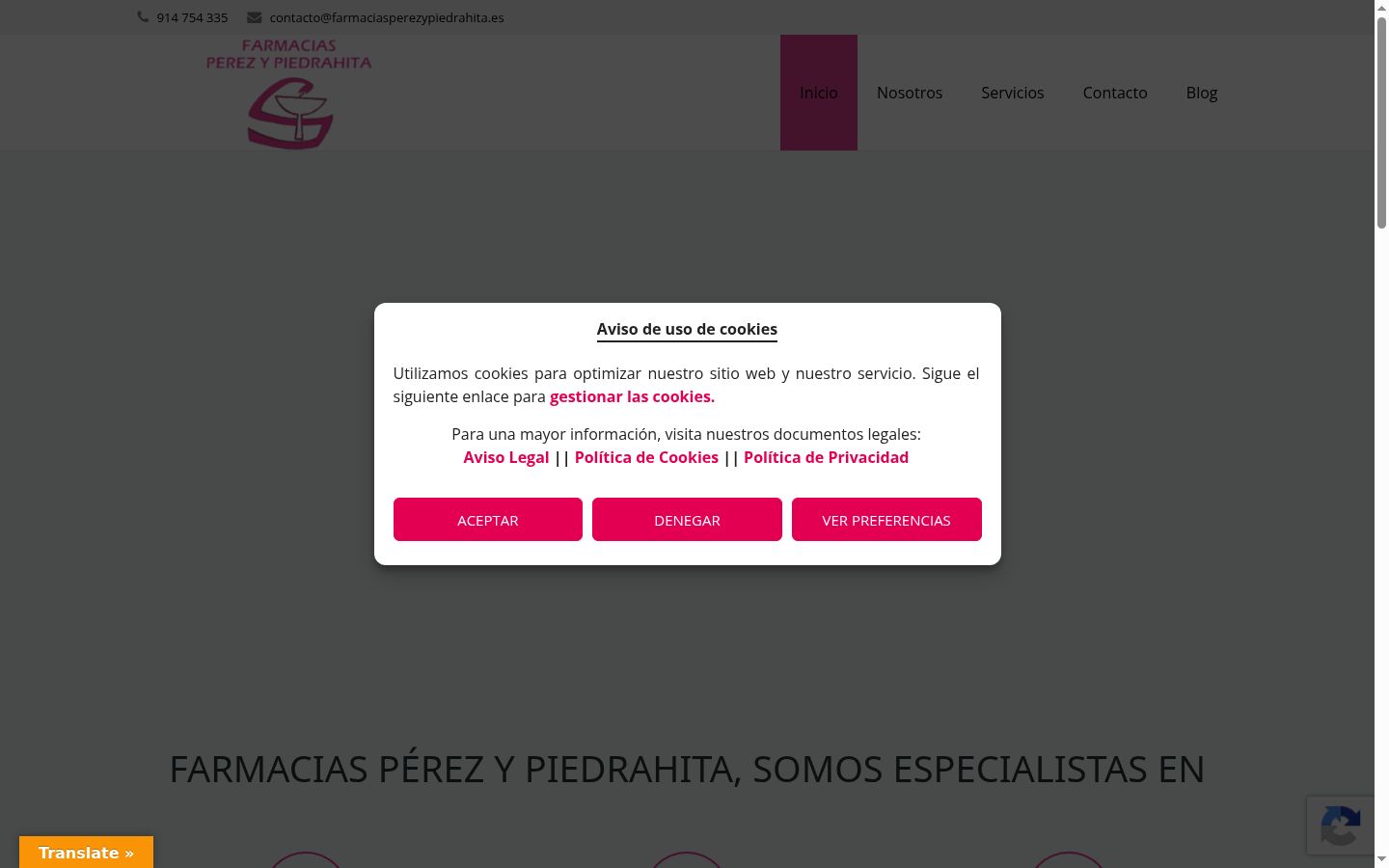 Screenshot del banner di consenso mostrato prima di qualsiasi interazione