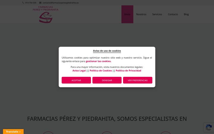 Screenshot του farmaciasperezypiedrahita.es
