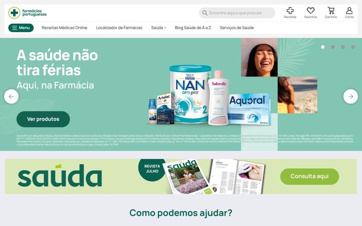 Snimka zaslona za farmaciasportuguesas.pt