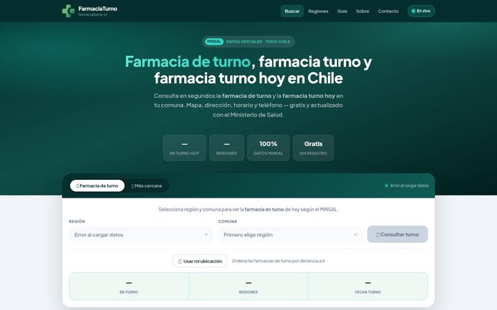 Screenshot of farmaciaturno.cl