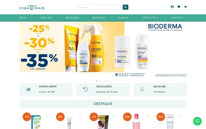 Screenshot of farmaciavidamais.pt