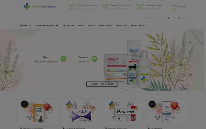 Kuvakaappaus sivustosta farmaciesanraffaele.it