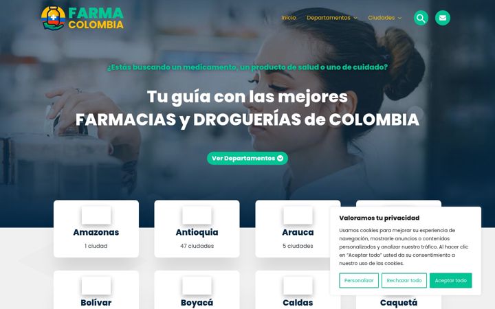 Screenshot of farmacolombia.com