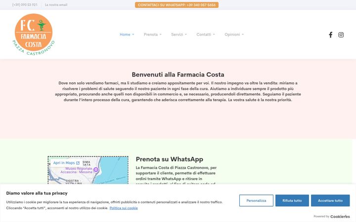 Kuvakaappaus sivustosta farmacosta.it