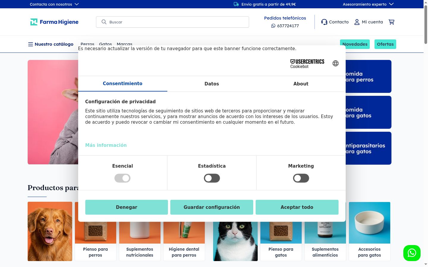 Sutikimo reklamjuostės, rodytos prieš bet kokią sąveiką, ekrano kopija