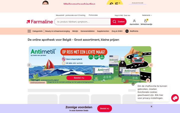 Captura de ecrã de farmaline.be