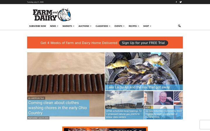 Screenshot of farmanddairy.com