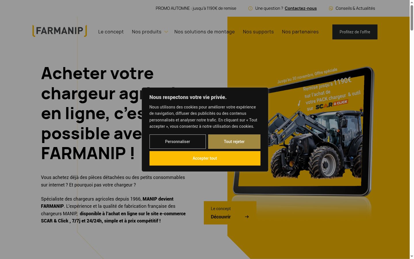 Screenshot del banner di consenso mostrato prima di qualsiasi interazione