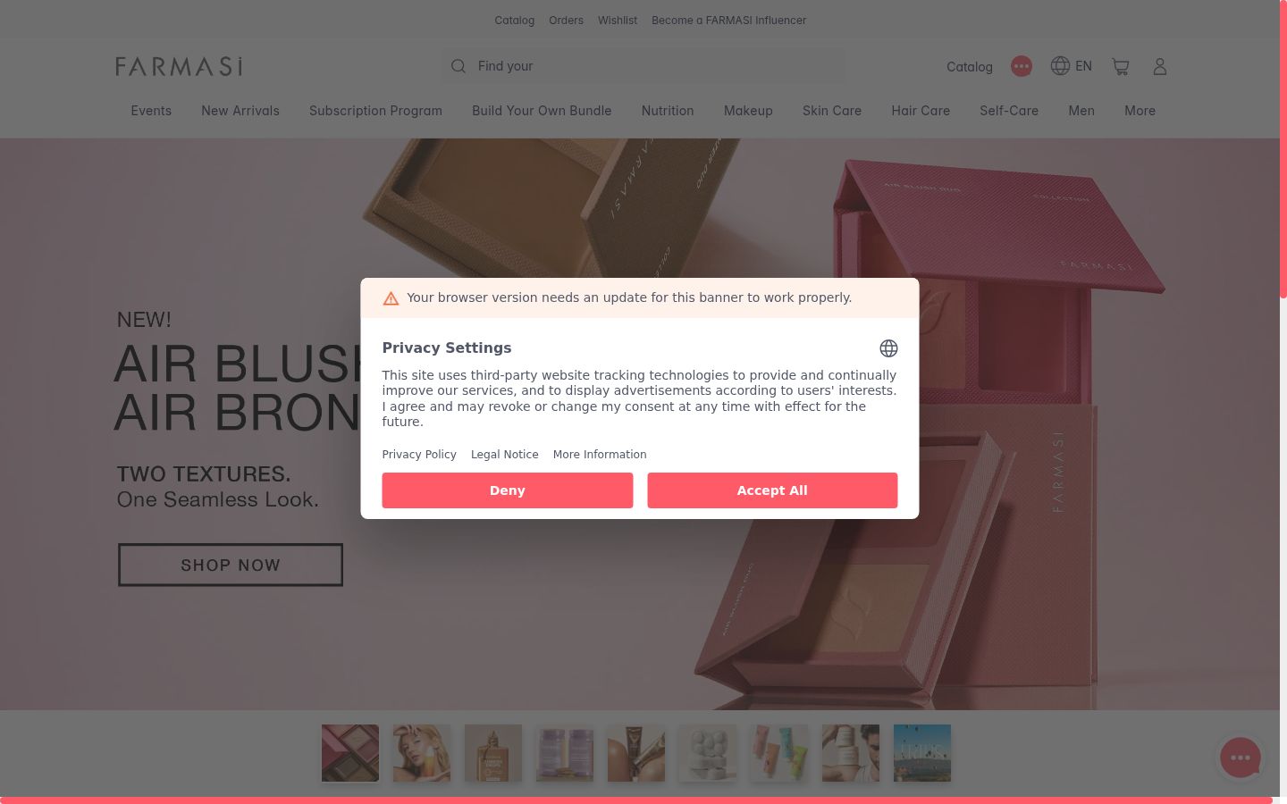 Screenshot of the consent banner shown before any interaction