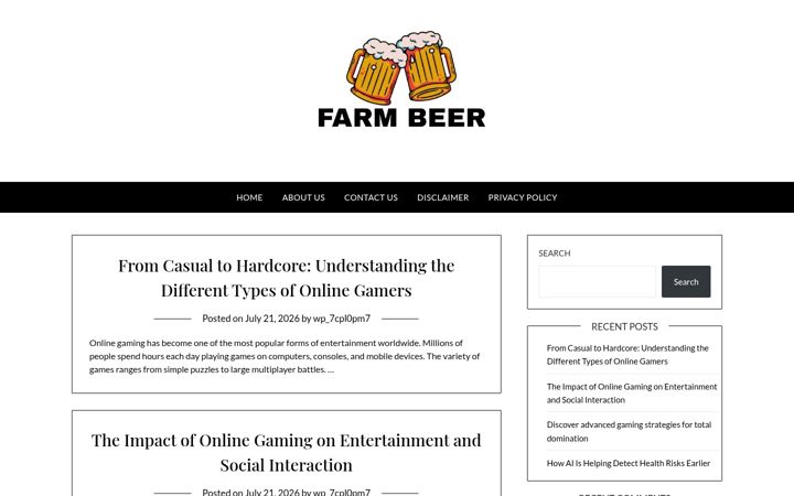 Snímek obrazovky farmbeer.net