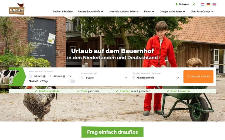 Screenshot of farmcamps.de
