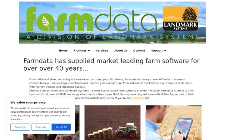 Captura de ecrã de farmdata.co.uk