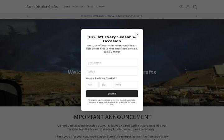 Screenshot of farmdistrictcrafts.com