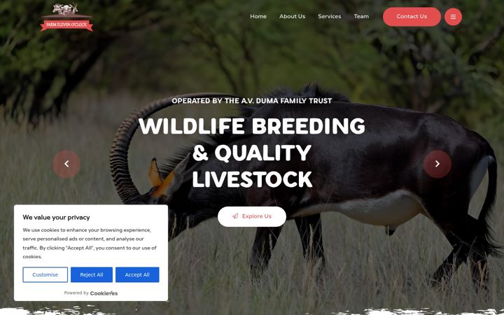 Screenshot of farmelevenoclock.co.za
