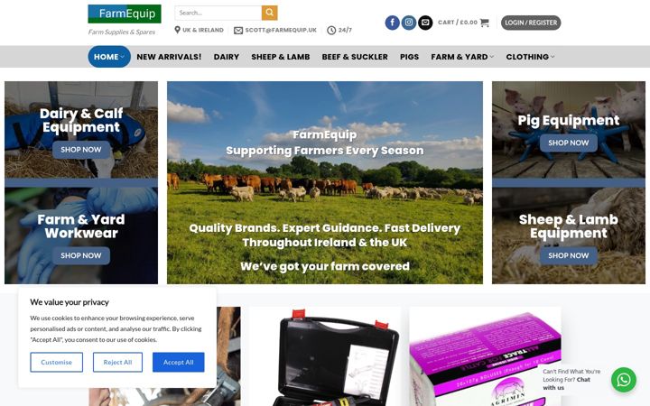 Captura de ecrã de farmequip.uk