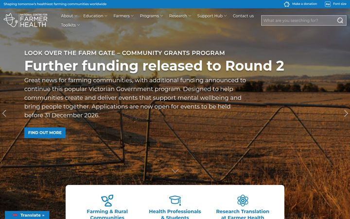 Screenshot ta' farmerhealth.org.au