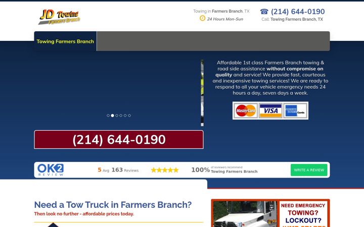 Screenshot of farmersbranchtowing.com