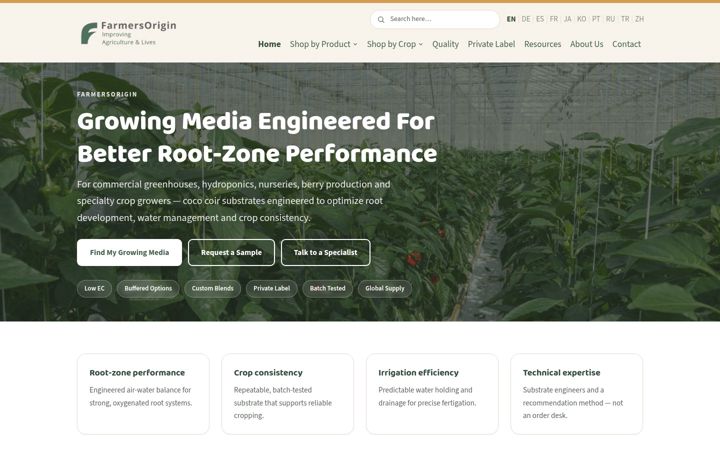 Screenshot of farmersorigin.com