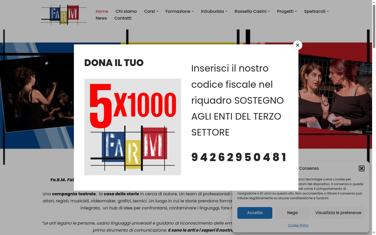 Captura de ecrã do banner de consentimento apresentado antes de qualquer interação
