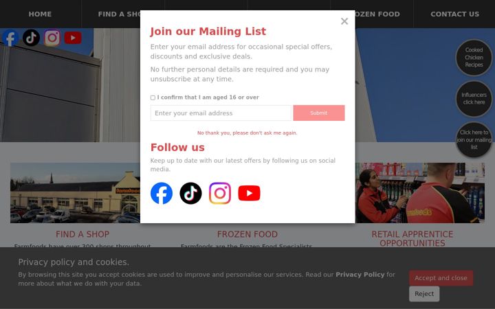 Screenshot of farmfoods.co.uk