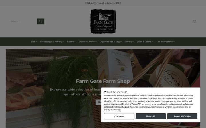 Screenshot of farmgatefarmshop.co.uk