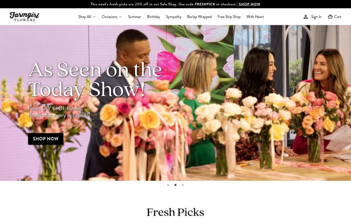 Screenshot of farmgirlflowers.com