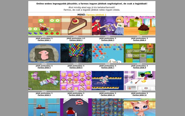 Screenshot of farmosjatekok.eu