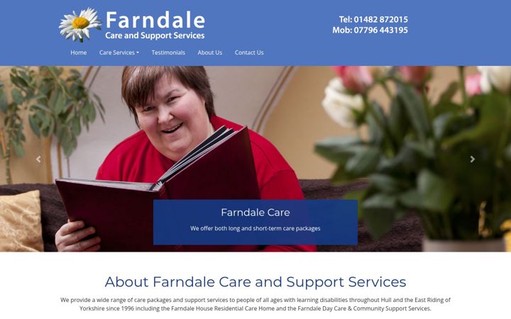 Screenshot of farndalecareandsupportservices.co.uk