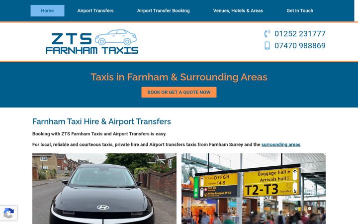 Screenshot of farnham-taxis.co.uk