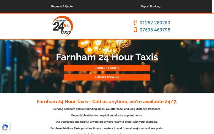 Screenshot of farnham24hour-taxis.co.uk