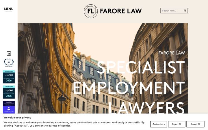Captura de pantalla de farorelaw.co.uk